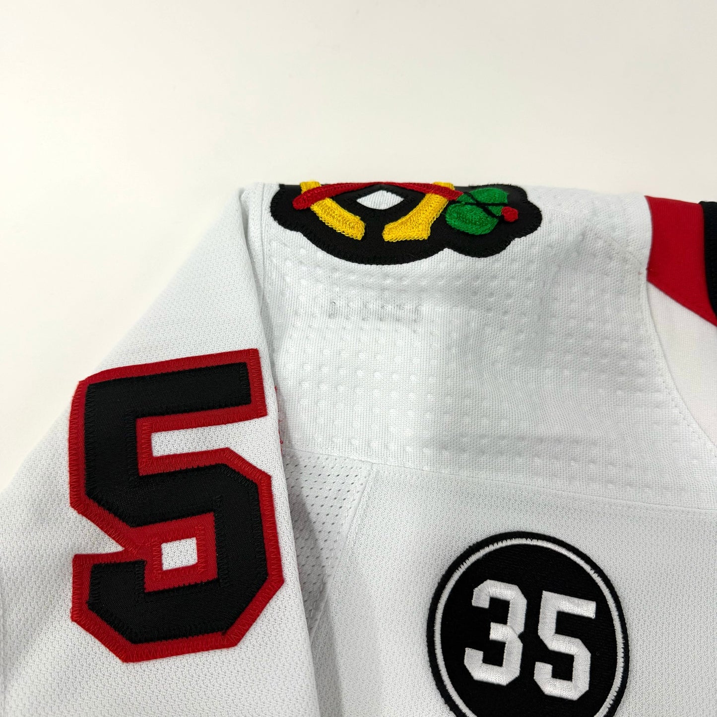 MacKenzie Entwistle #58 Away Chicago Blackhawks Game Worn Jersey 2021-2022, Set 2 | Size 58 | 8409-25551