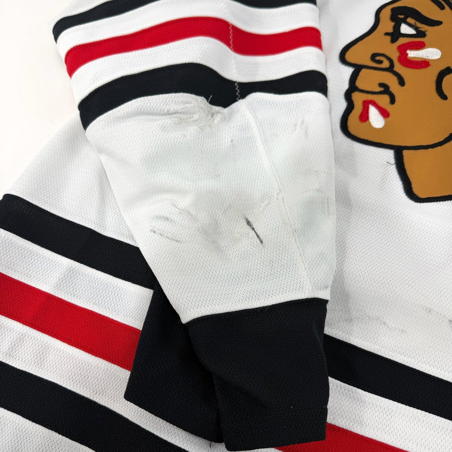 MacKenzie Entwistle #58 Away Chicago Blackhawks Game Worn Jersey 2022-2023, Set 2 | Size 58 | 915-25513