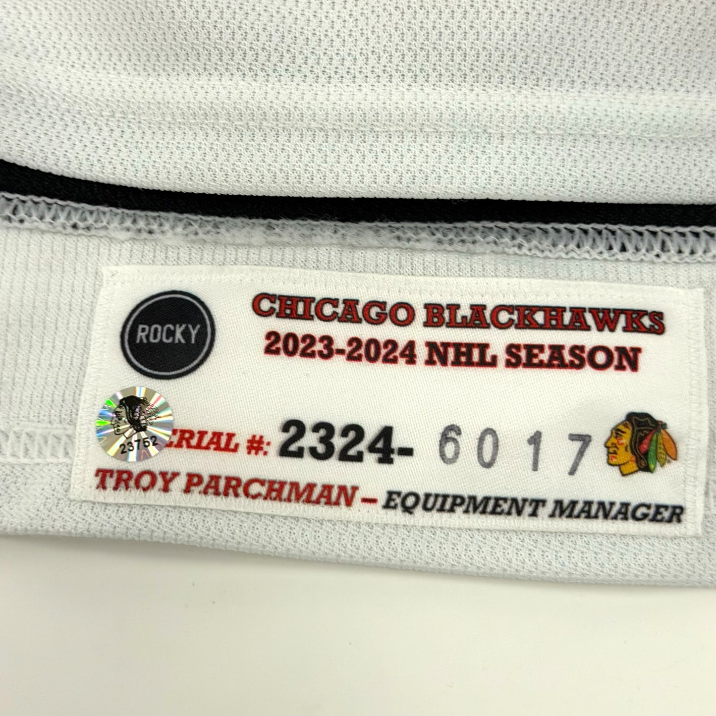 MacKenzie Entwistle #58 Away Chicago Blackhawks Game Worn Jersey 2023-2024, Set 2 | 6017-23752