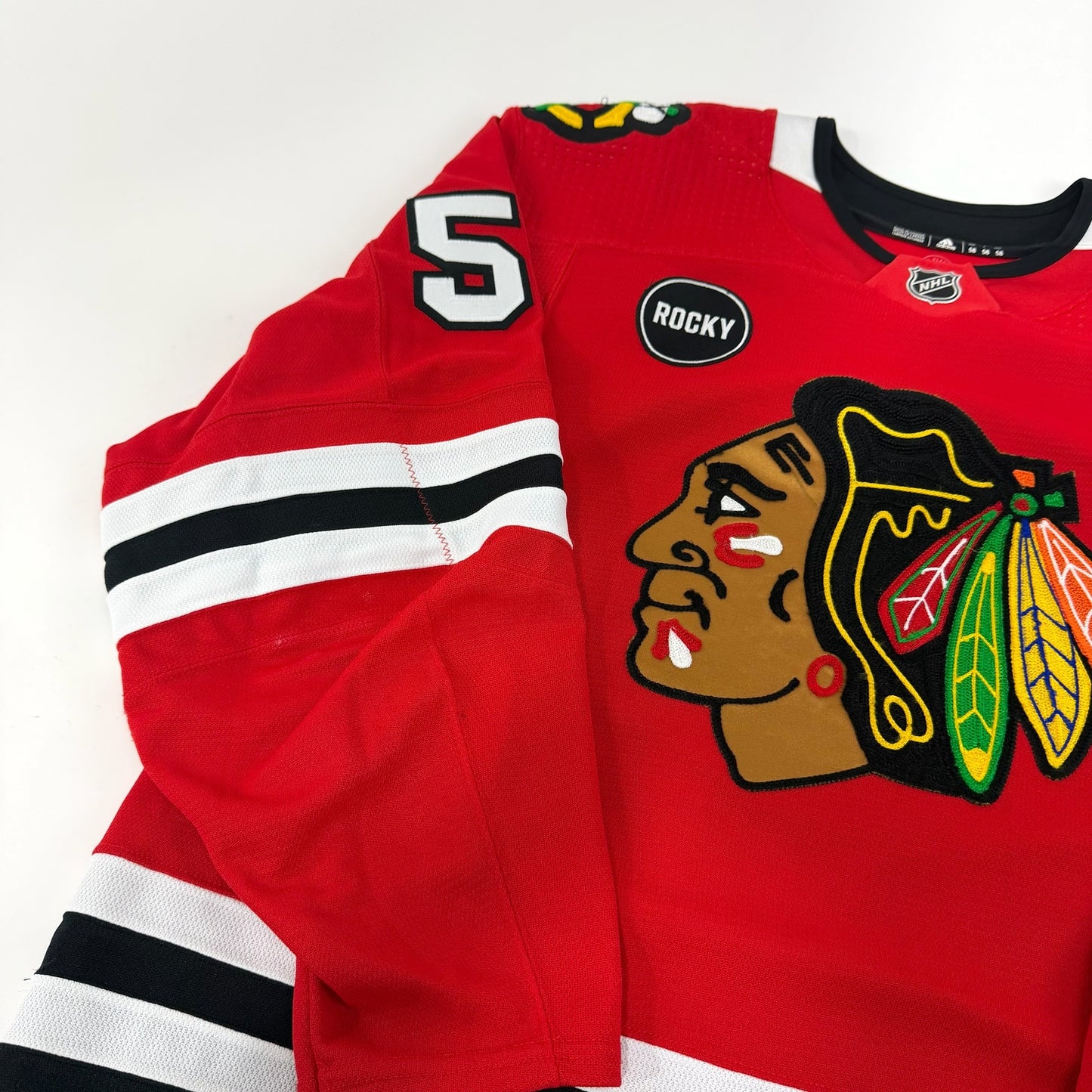 MacKenzie Entwistle #58 Home Chicago Blackhawks Game Worn Jersey 2023-2024, Set 2 | Size 58| 4839-25575