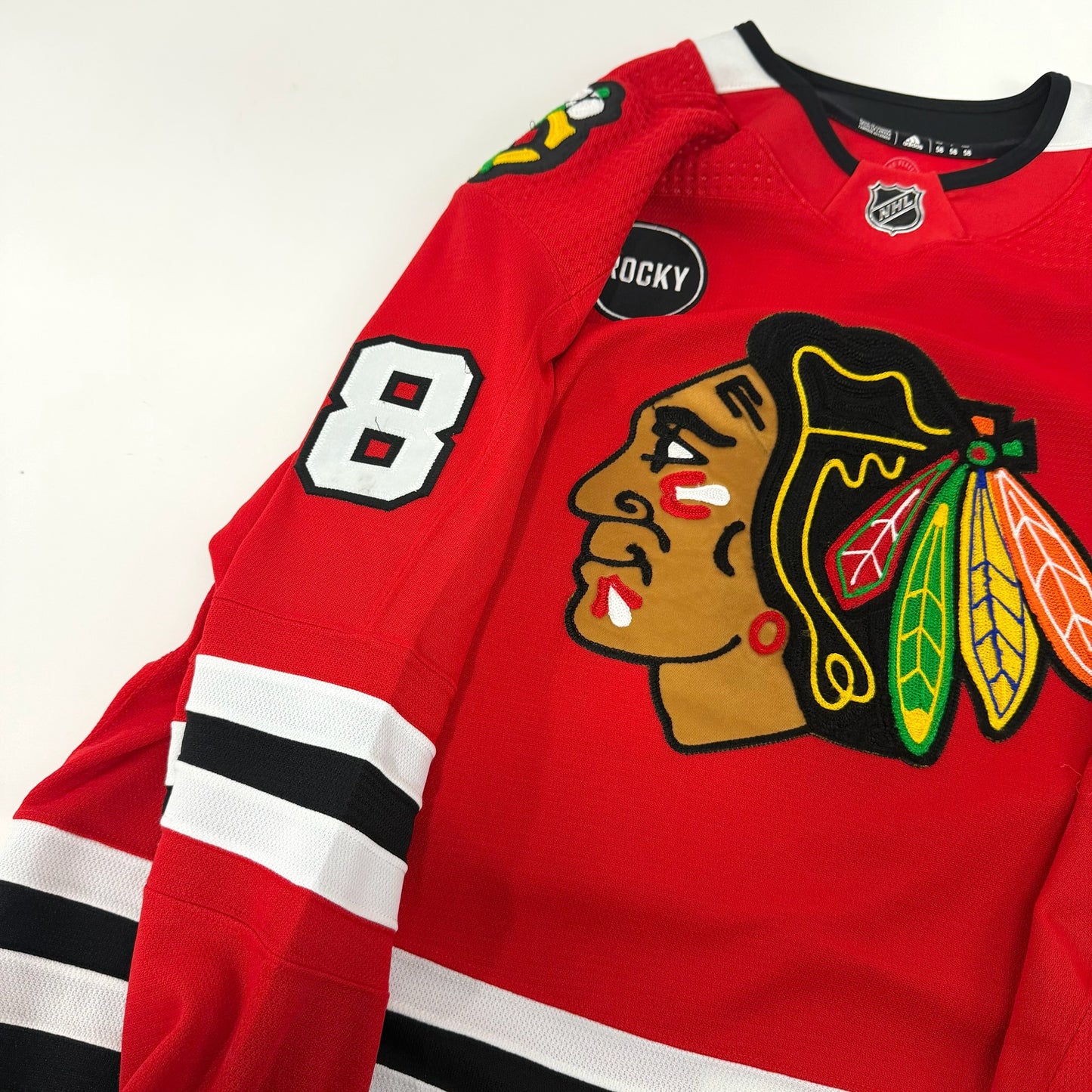 MacKenzie Entwistle #58 Home Chicago Blackhawks Game Worn Jersey 2023-2024, Set 2 | Size 58| 4839-25575
