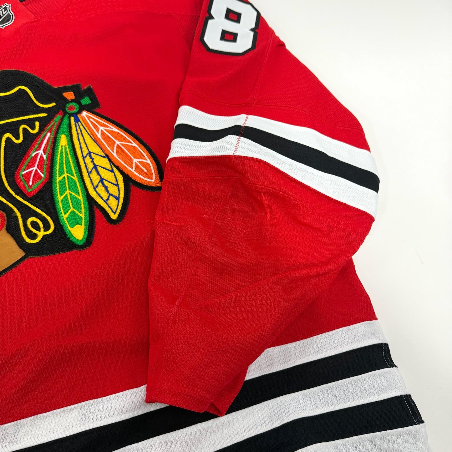 MacKenzie Entwistle #58 Home Chicago Blackhawks Game Worn Jersey 2023-2024, Set 2 | Size 58| 4839-25575