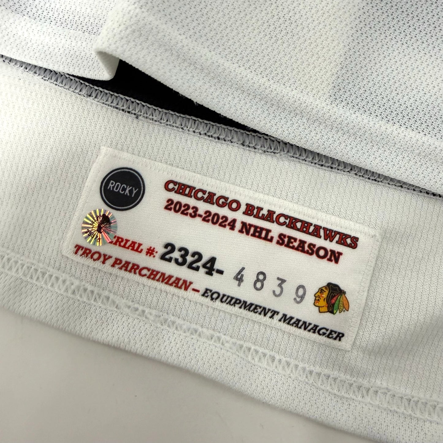 MacKenzie Entwistle #58 Home Chicago Blackhawks Game Worn Jersey 2023-2024, Set 2 | Size 58| 4839-25575
