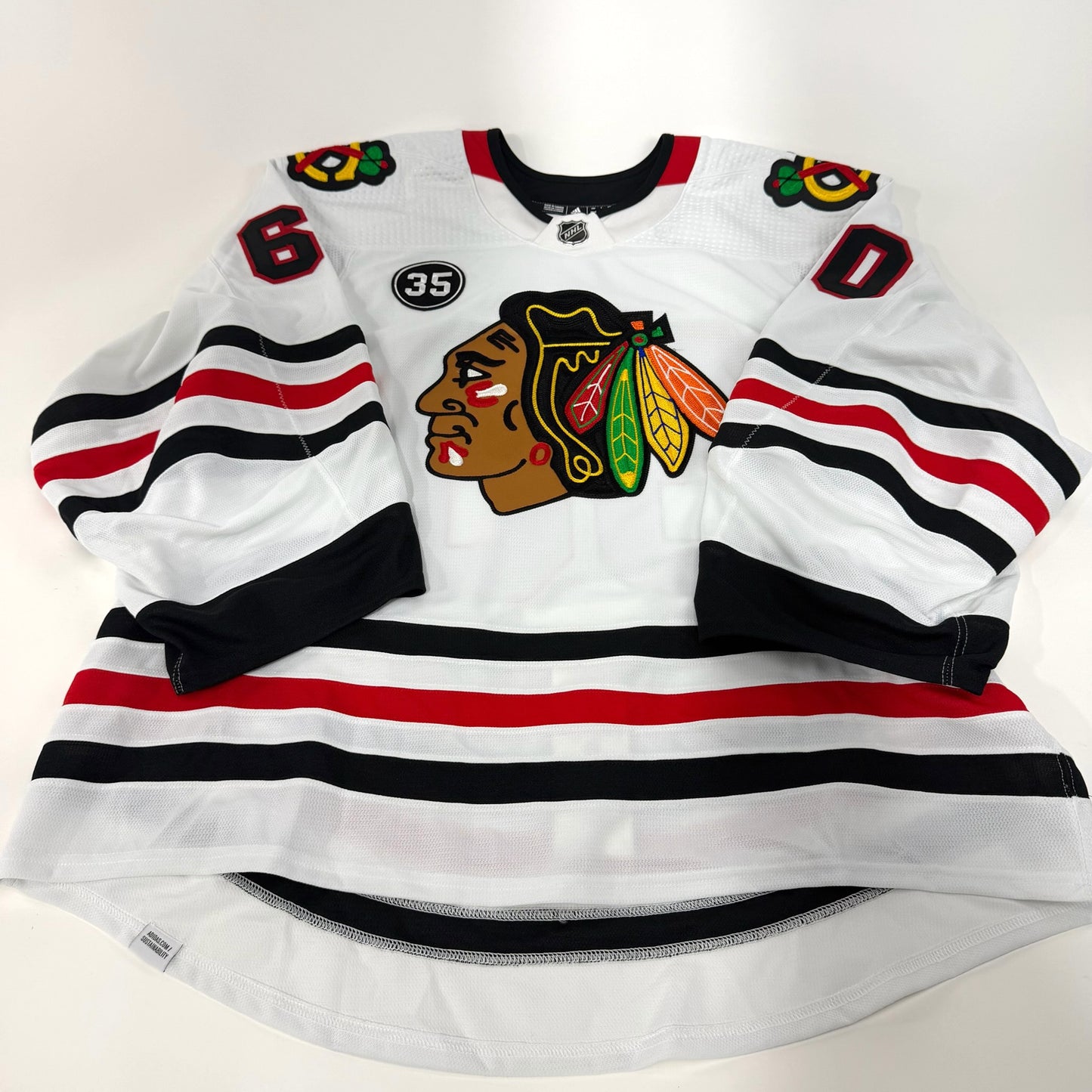 Collin Delia #60 Away Chicago Blackhawks Game Worn Jersey 2021-2022, Set 2 | Size 58G | 21908