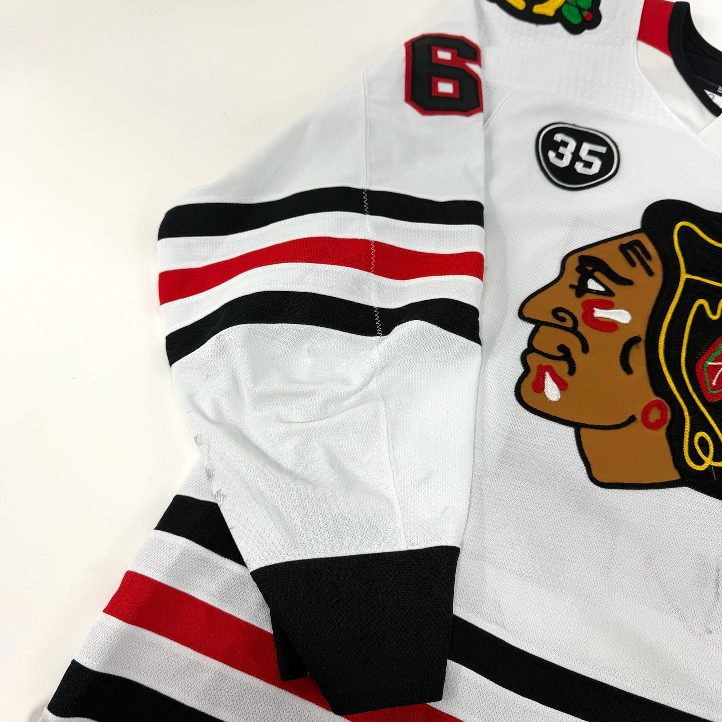 Riley Stillman #61 Away Chicago Blackhawks Game Worn Jersey 2021-2022, Set 2 | Size 56 | 6940-25554