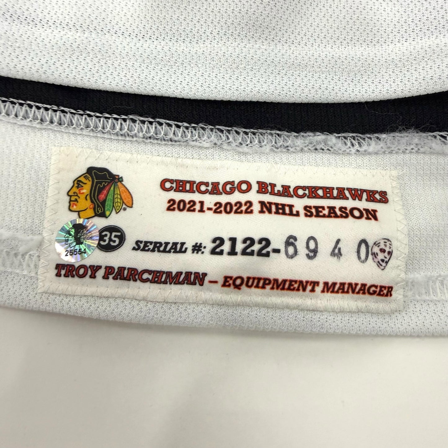 Riley Stillman #61 Away Chicago Blackhawks Game Worn Jersey 2021-2022, Set 2 | Size 56 | 6940-25554