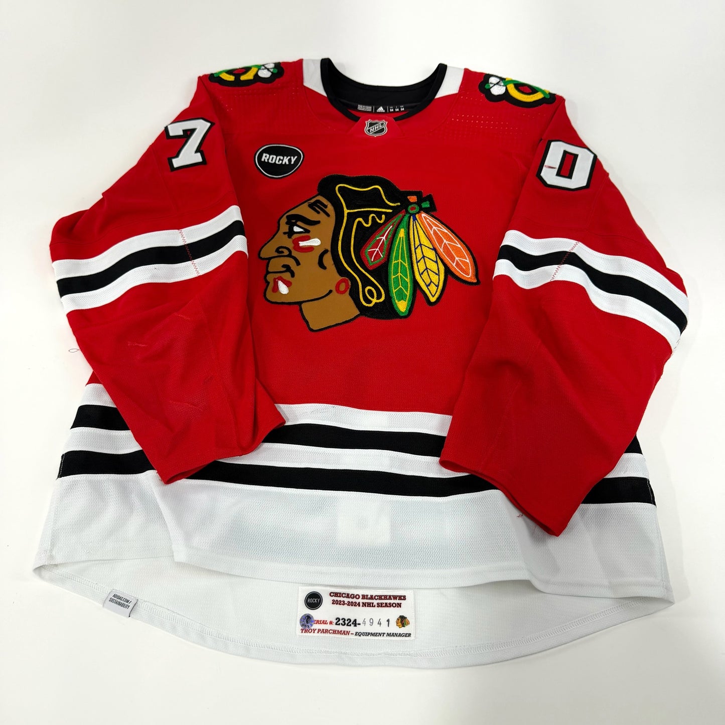 Cole Guttman #70 Home Chicago Blackhawks Jersey 2023-2024, Set 1 | Size 54 | 4941-25579