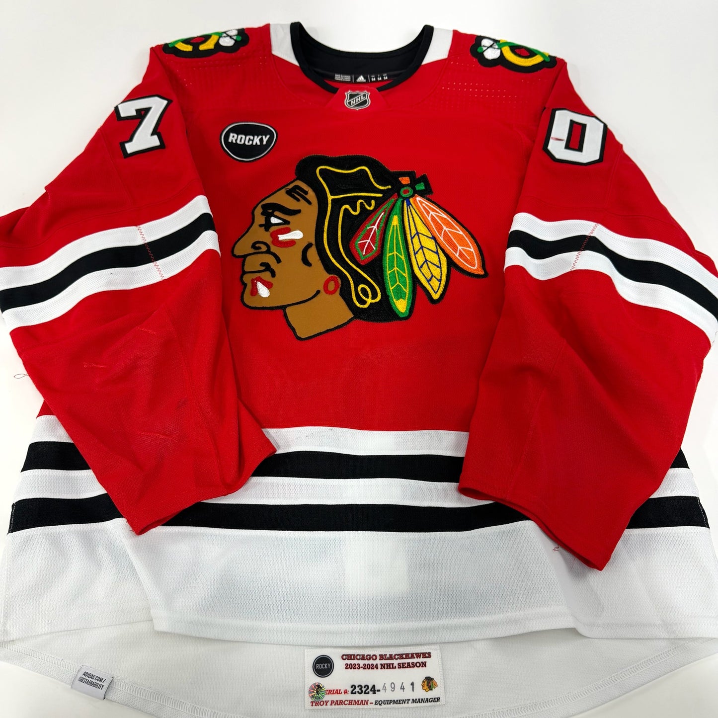 Cole Guttman #70 Home Chicago Blackhawks Jersey 2023-2024, Set 1 | Size 54 | 4941-25579