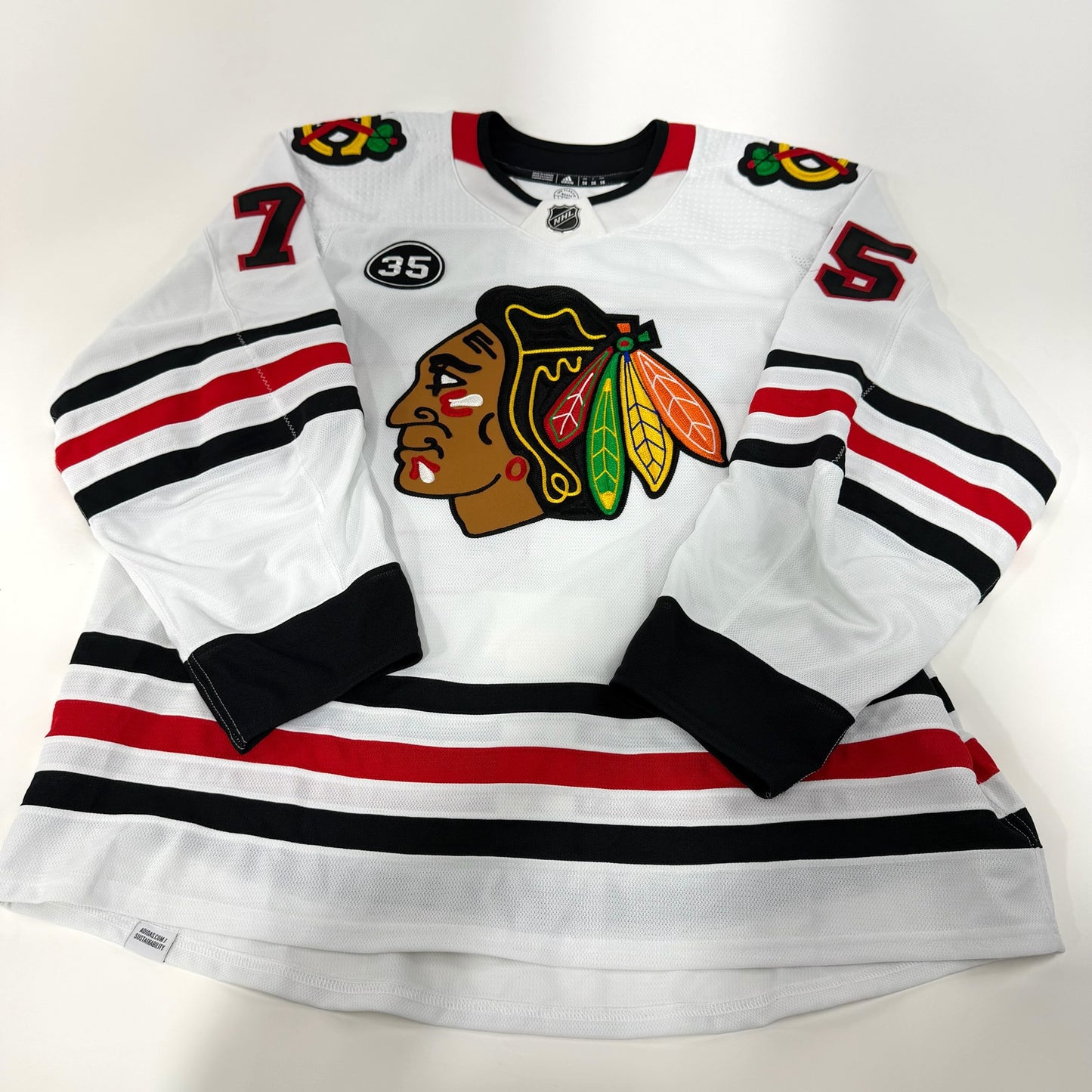 Alec Regula #75 Away Chicago Blackhawks Team Issued Jersey 2021-2022 | Size 58 | 21720