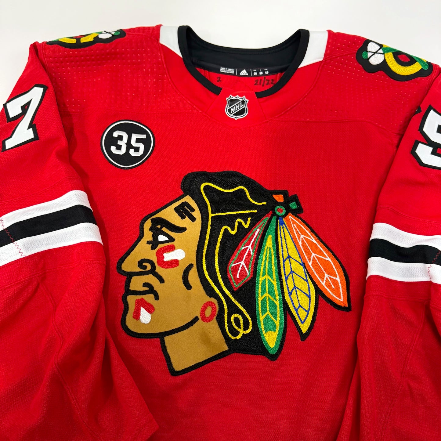 Alec Regula #75 Home Chicago Blackhawks Team Issued Jersey 2021-2022, Set 2 | Size 58 | 21712