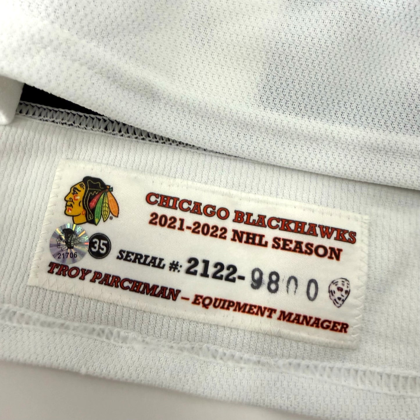 Alec Regula #75 Home Chicago Blackhawks Team Issued Jersey 2021-2022, Set 1 | Size 58 | 9800-21706