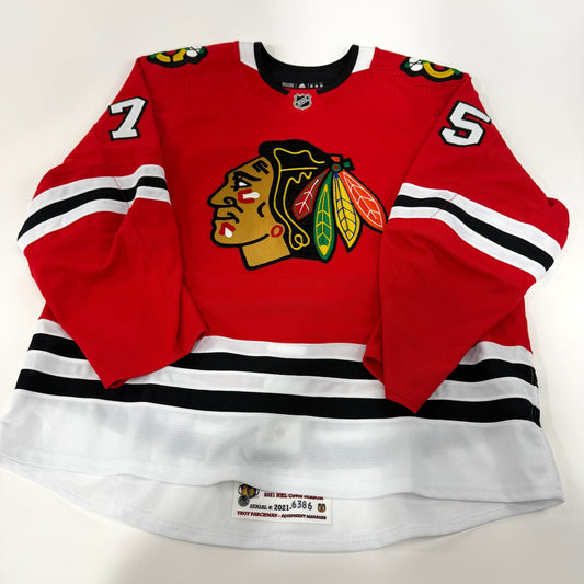 Alec Regula #75 Home Chicago Blackhawks Team Issued Jersey 2020-2021, Set 1 | Size 58 | 6386-13394