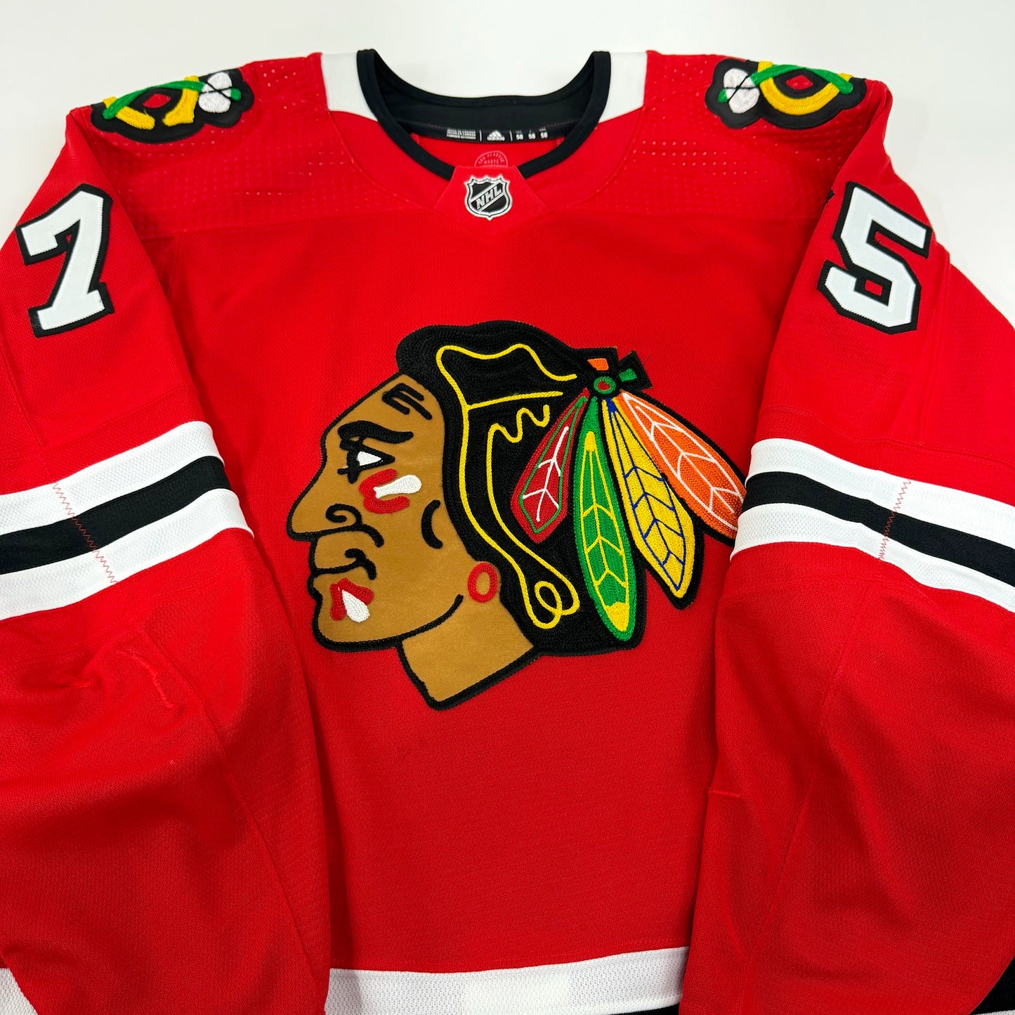 Alec Regula #75 Home Chicago Blackhawks Game Worn Jersey 2022-2023, Set 1 | Size 58 | 5045-25501