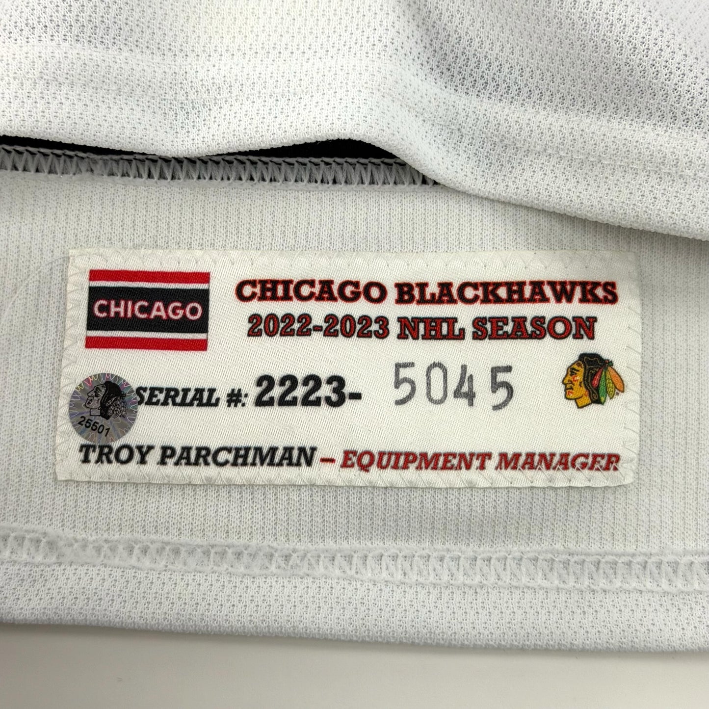Alec Regula #75 Home Chicago Blackhawks Game Worn Jersey 2022-2023, Set 1 | Size 58 | 5045-25501