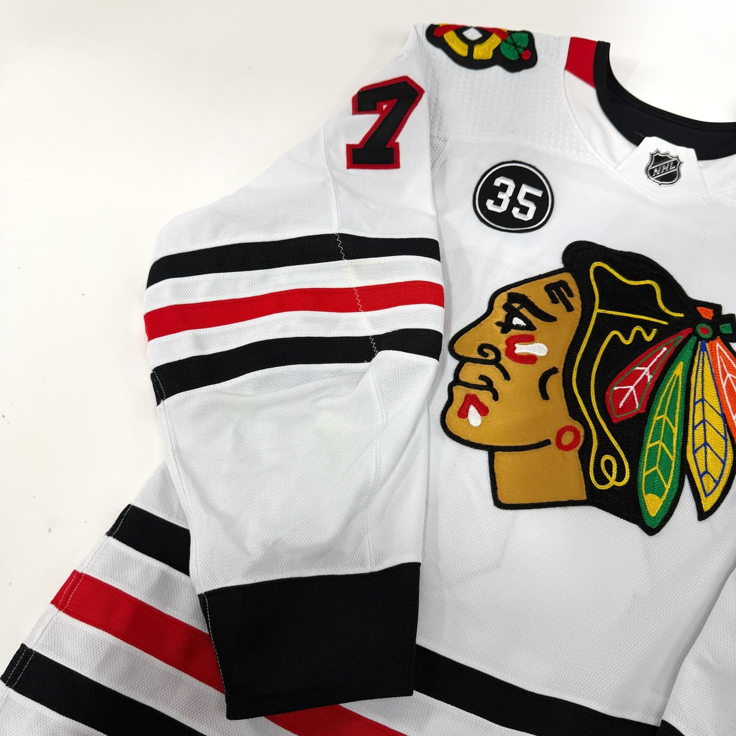 Jakub Galvas #76 Away Chicago Blackhawks Game Worn Jersey 2021-2022, Set 1 | Size 54 | 6332-25550