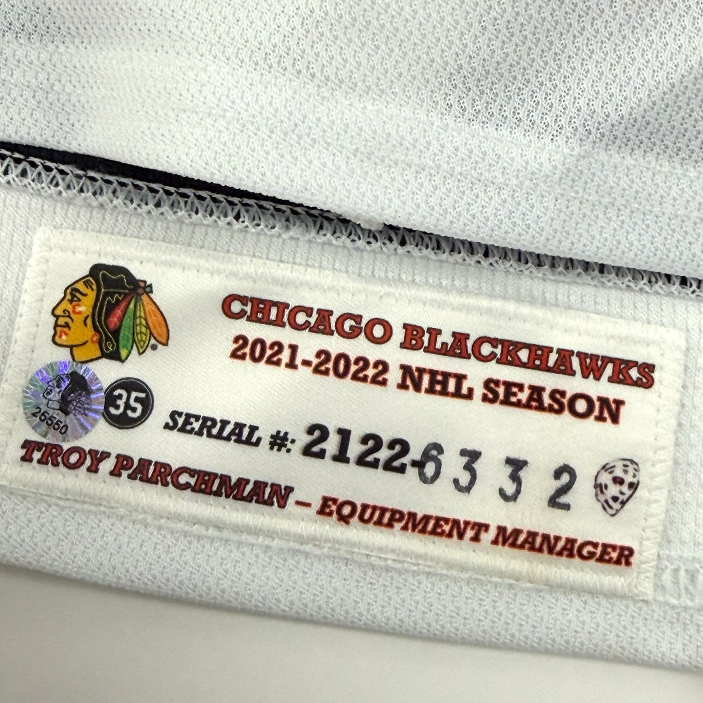 Jakub Galvas #76 Away Chicago Blackhawks Game Worn Jersey 2021-2022, Set 1 | Size 54 | 6332-25550