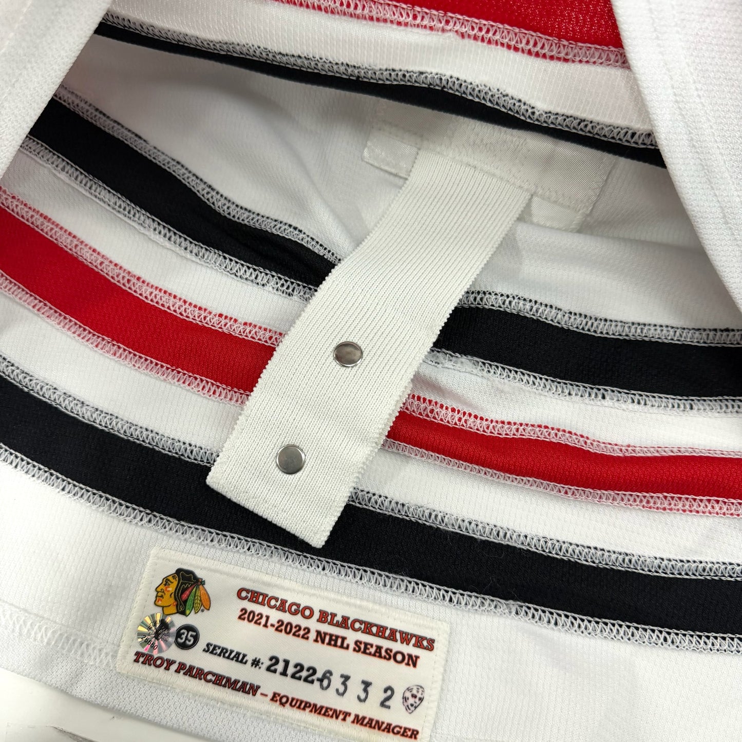 Jakub Galvas #76 Away Chicago Blackhawks Game Worn Jersey 2021-2022, Set 1 | Size 54 | 6332-25550