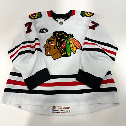 Kirby Dach #77 Away Chicago Blackhawks Game Worn Jersey 2021-2022, Set 2 | Size 58 | 2460-25560