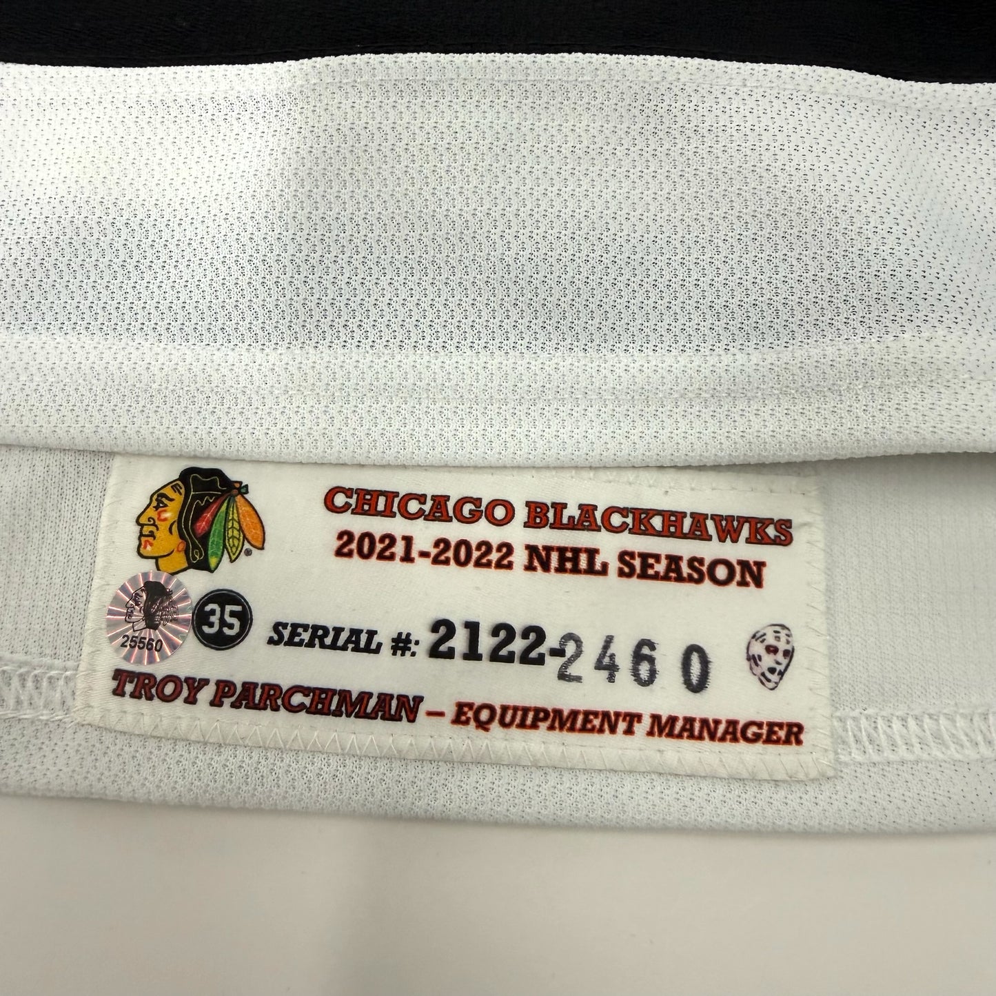 Kirby Dach #77 Away Chicago Blackhawks Game Worn Jersey 2021-2022, Set 2 | Size 58 | 2460-25560