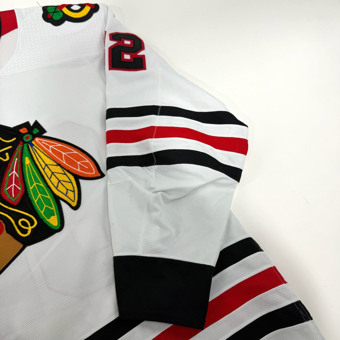 Caleb Jones #82 Away Chicago Blackhawks Game Worn Jersey 2021-2022, Set 1 | Size 58 | 3249-25559