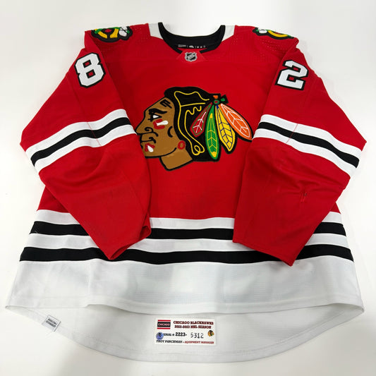 Caleb Jones #82 Home Chicago Blackhawks Game Worn Jersey 2022-2023, Set 1 | Size 58 | 5312-25500