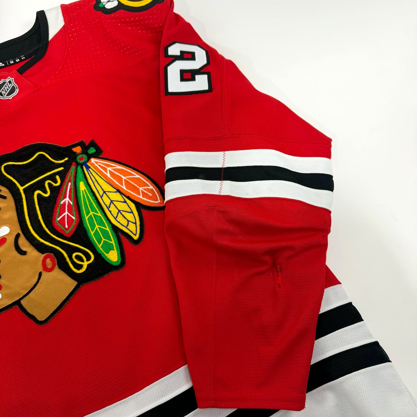 Caleb Jones #82 Home Chicago Blackhawks Game Worn Jersey 2022-2023, Set 1 | Size 58 | 5312-25500