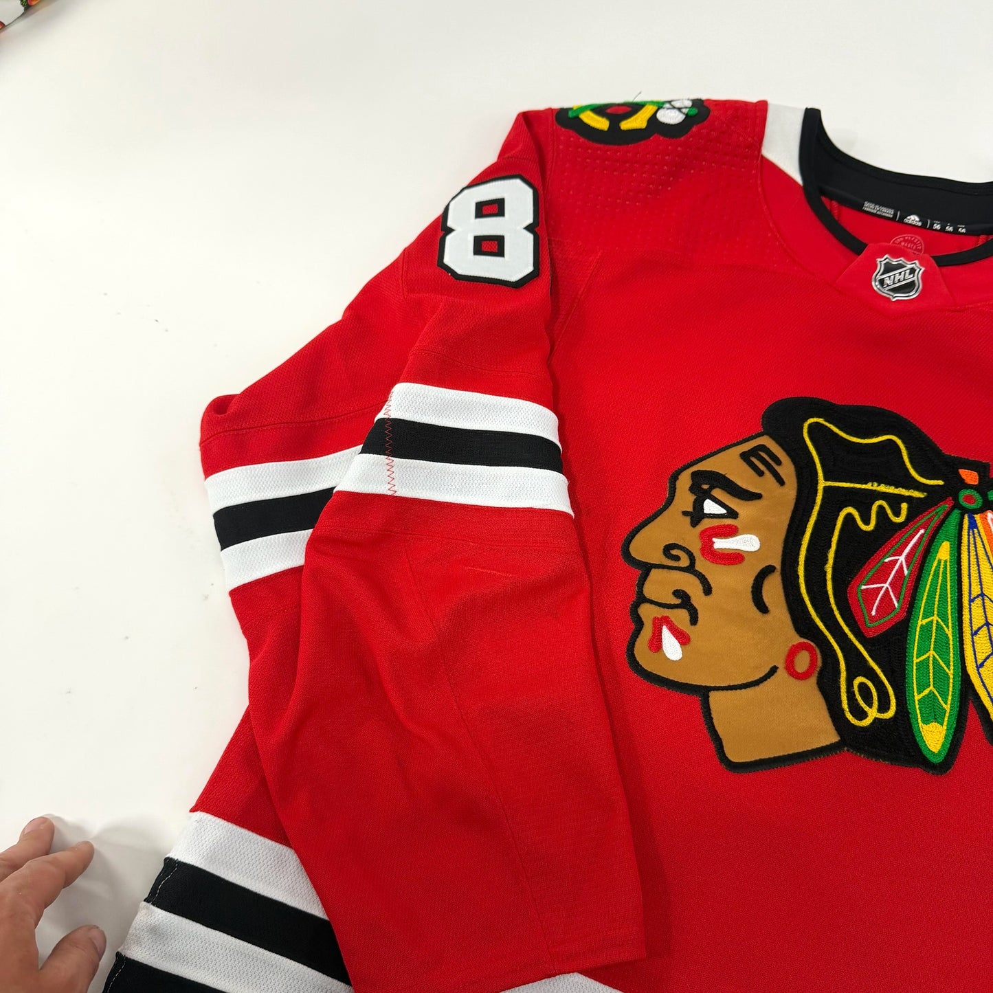Caleb Jones #82 Home Chicago Blackhawks Game Worn Jersey 2022-2023, Set 2 | Size 58 | 3346-25509