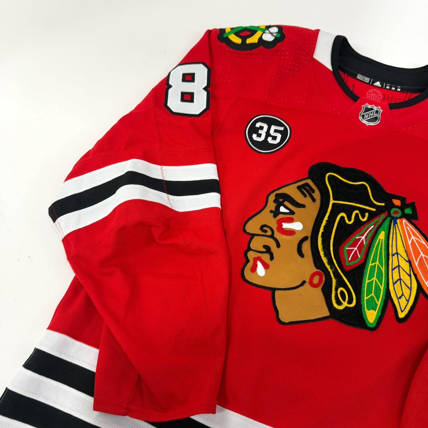 Caleb Jones #82 Home Chicago Blackhawks Team Issued Jersey 2021-2022, Set 1 | Size 58 | 9653-21740