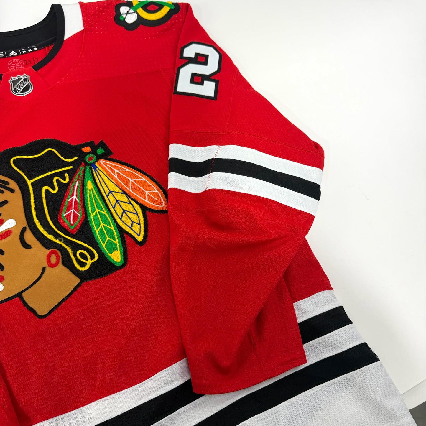 Caleb Jones #82 Home Chicago Blackhawks Team Issued Jersey 2021-2022, Set 1 | Size 58 | 9653-21740