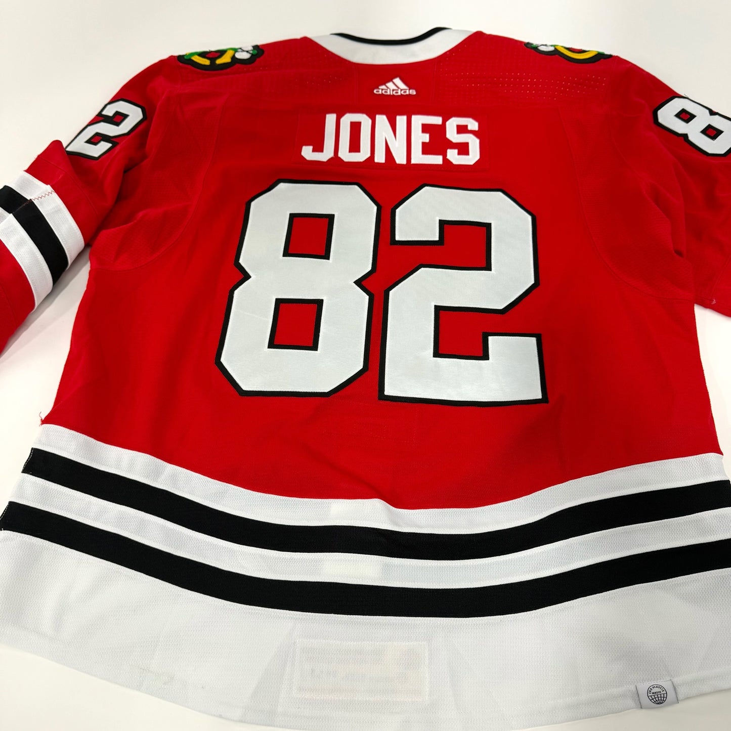 Caleb Jones #82 Home Chicago Blackhawks Team Issued Jersey 2021-2022, Set 1 | Size 58 | 9653-21740