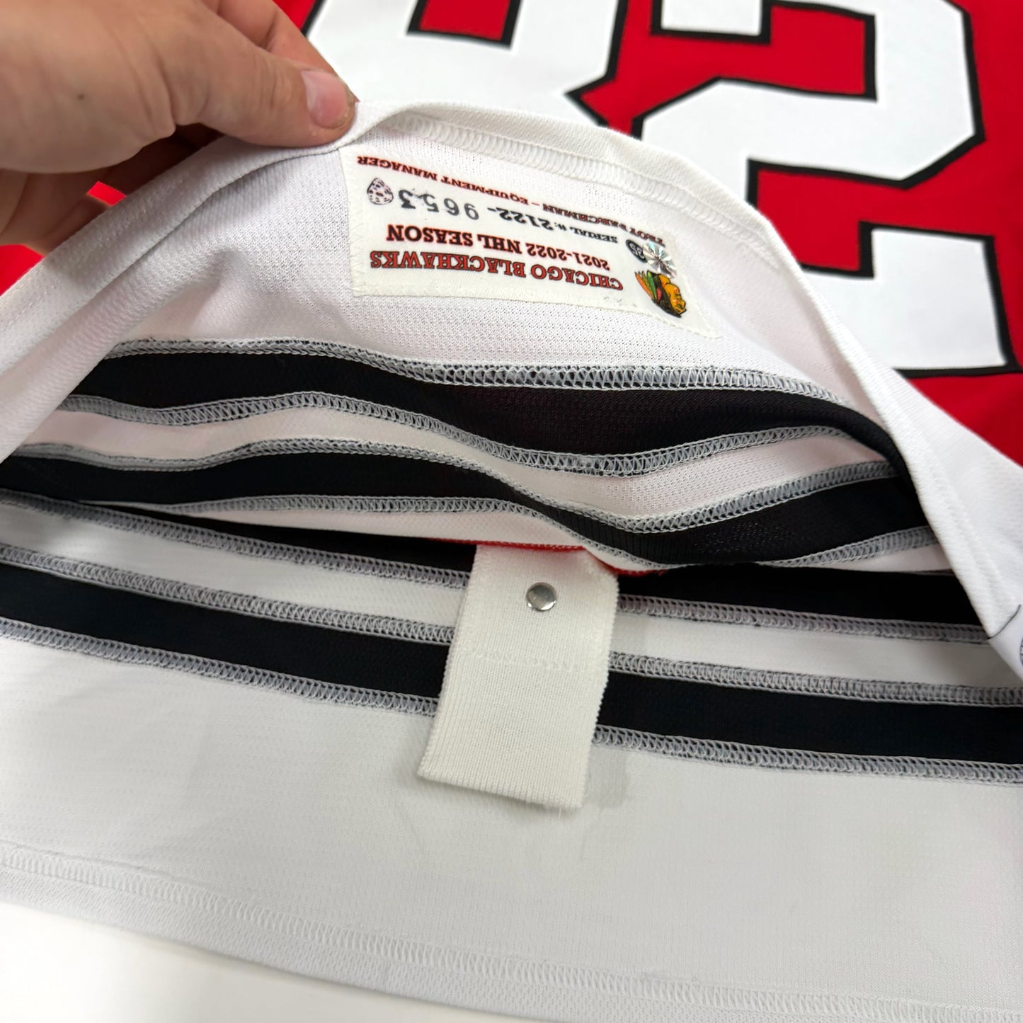 Caleb Jones #82 Home Chicago Blackhawks Team Issued Jersey 2021-2022, Set 1 | Size 58 | 9653-21740