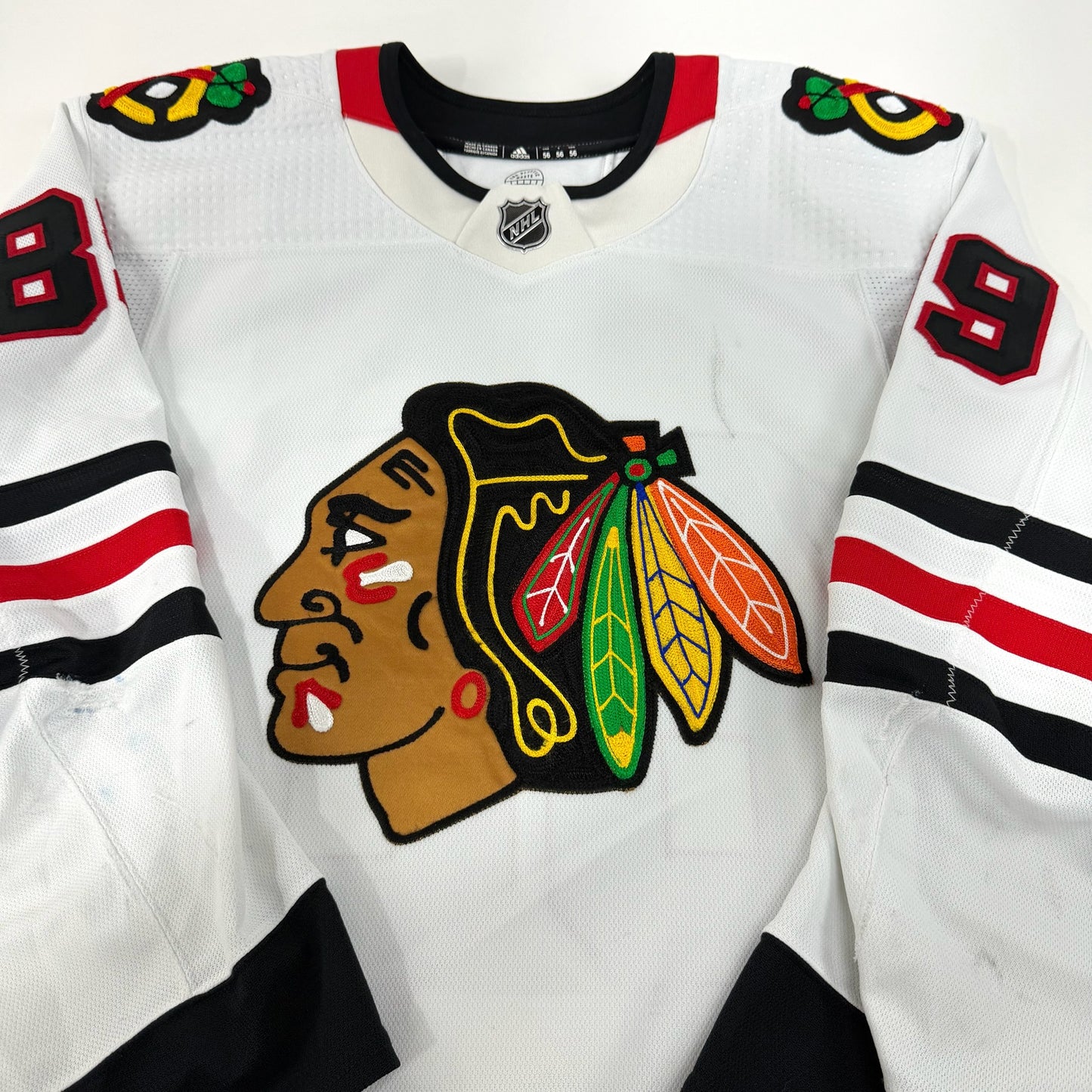 Andreas Athanasiou #89 Away Chicago Blackhawks Game Worn Jersey 2022-2023, Set 1 | Size 56 | 8231-25510