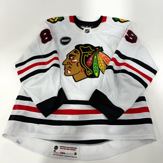 Andreas Athanasiou #89 Away Chicago Blackhawks Game Worn Jersey 2023-2024, Set 2 | Size 56 | 8163-23756