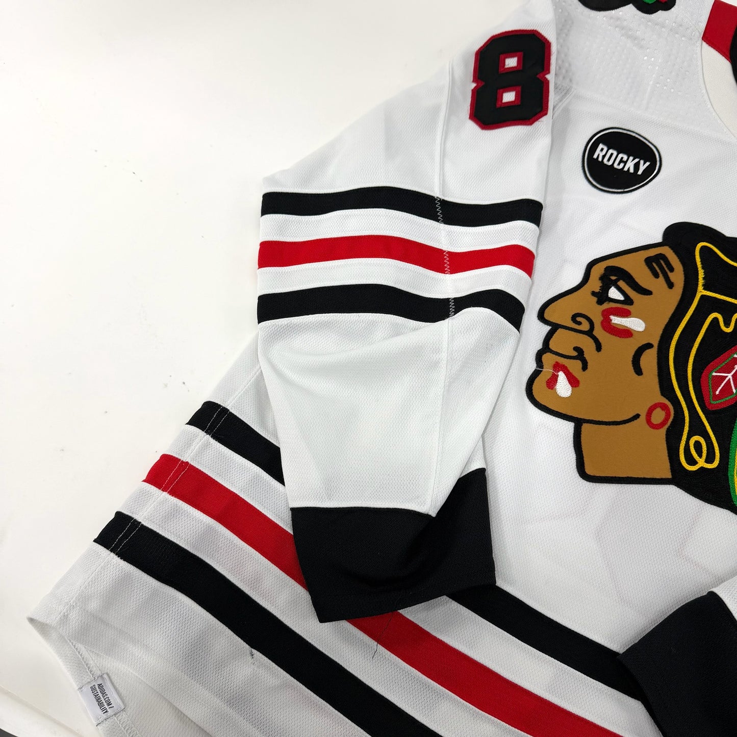 Andreas Athanasiou #89 Away Chicago Blackhawks Game Worn Jersey 2023-2024, Set 2 | Size 56 | 8163-23756