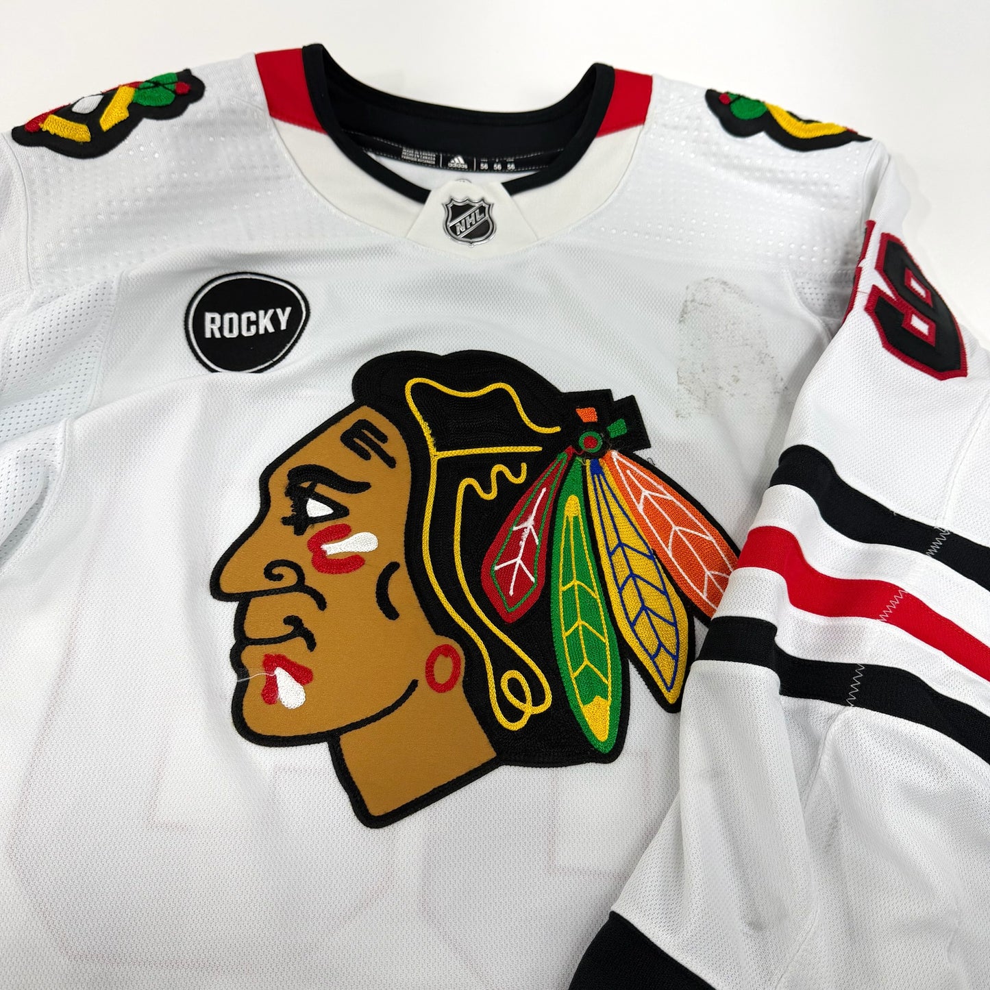 Andreas Athanasiou #89 Away Chicago Blackhawks Game Worn Jersey 2023-2024, Set 2 | Size 56 | 8163-23756