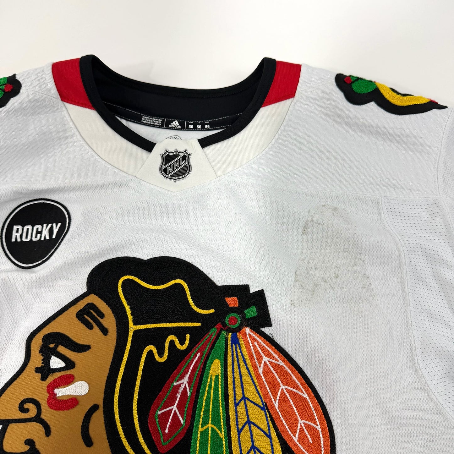 Andreas Athanasiou #89 Away Chicago Blackhawks Game Worn Jersey 2023-2024, Set 2 | Size 56 | 8163-23756