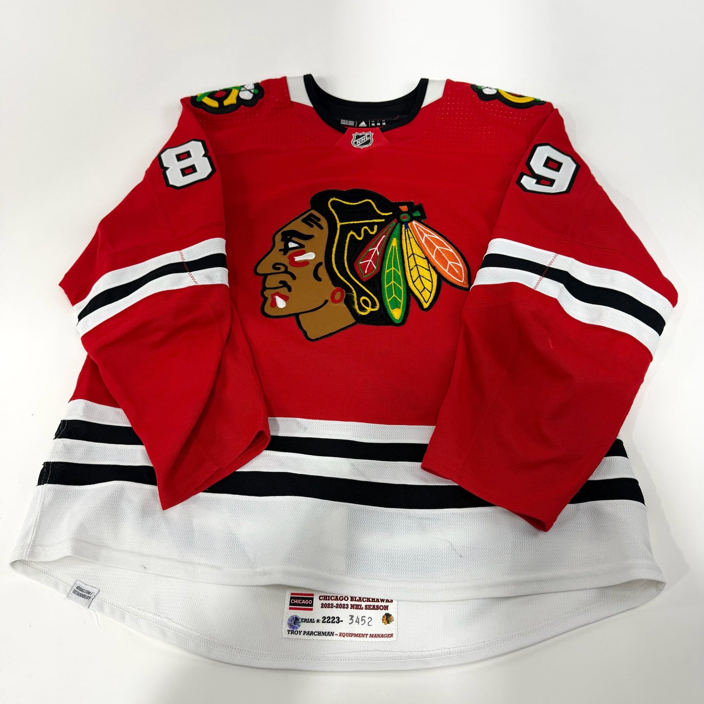 Andreas Athanasiou #89 Home Chicago Blackhawks Game Worn Jersey 2022-2023, Set 1 | Size 56 | 3452-25508