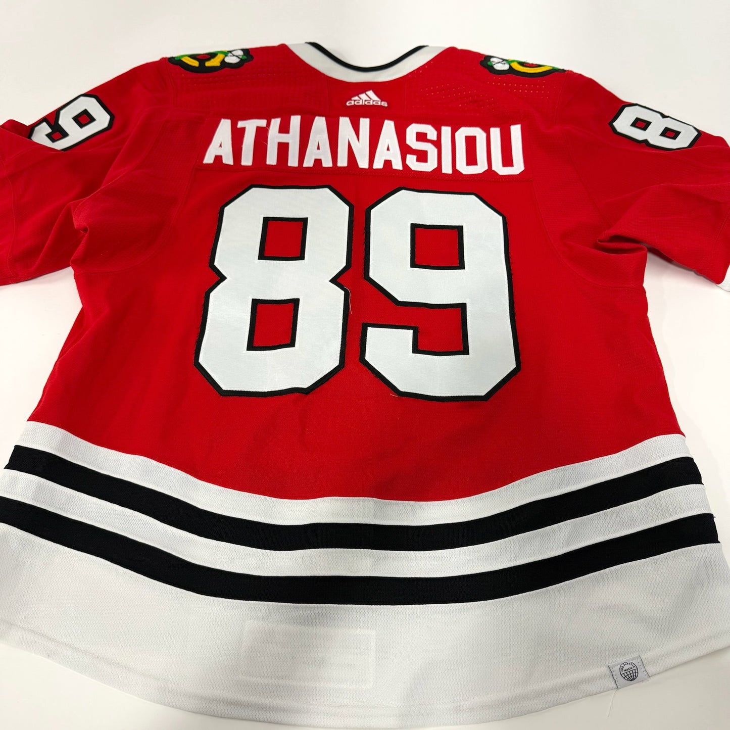Andreas Athanasiou #89 Home Chicago Blackhawks Game Worn Jersey 2022-2023, Set 1 | Size 56 | 3452-25508