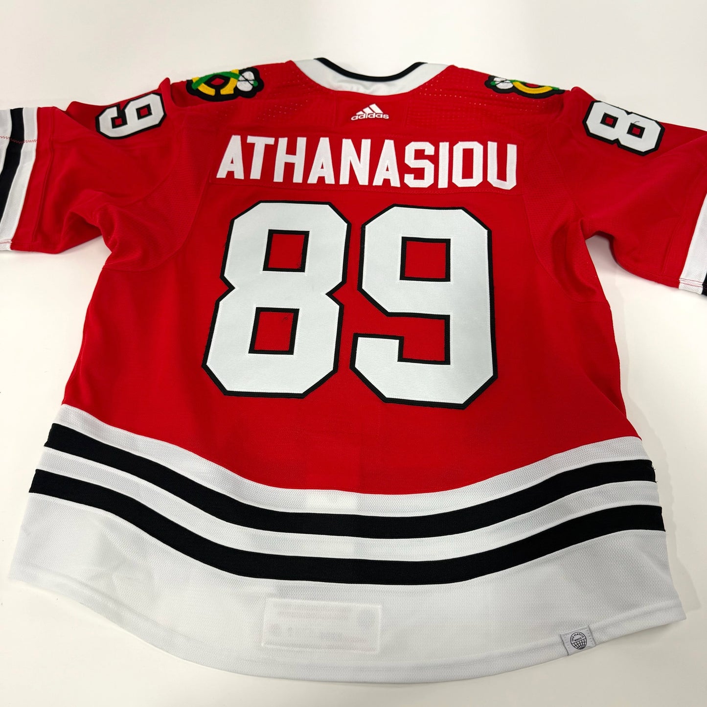 Andreas Athanasiou #89 Home Chicago Blackhawks Game Worn Jersey 2023-2024, Set 2 | Size 56 | 8782-25594
