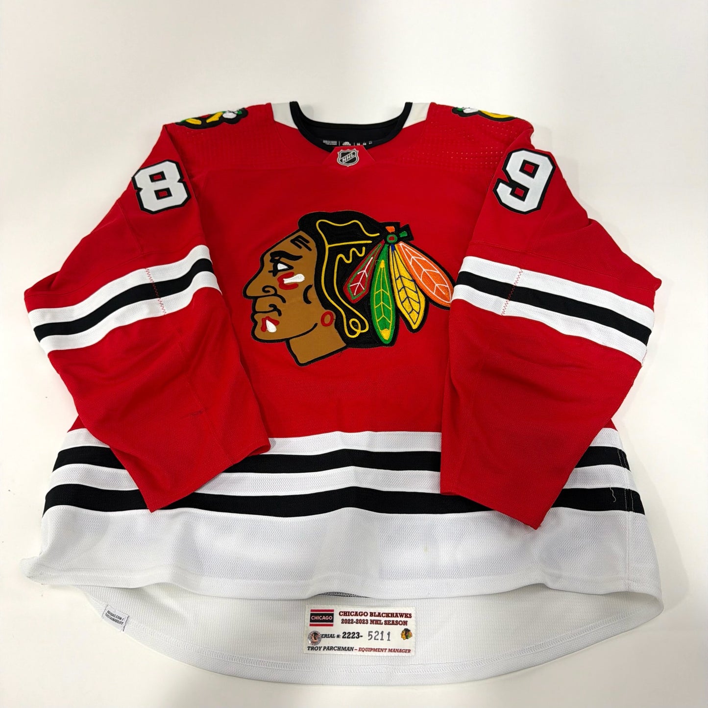 Andreas Athanasiou #89 Home Chicago Blackhawks Game Worn Jersey 2022-2023, Set 2 | Size 56 | 5211-25507