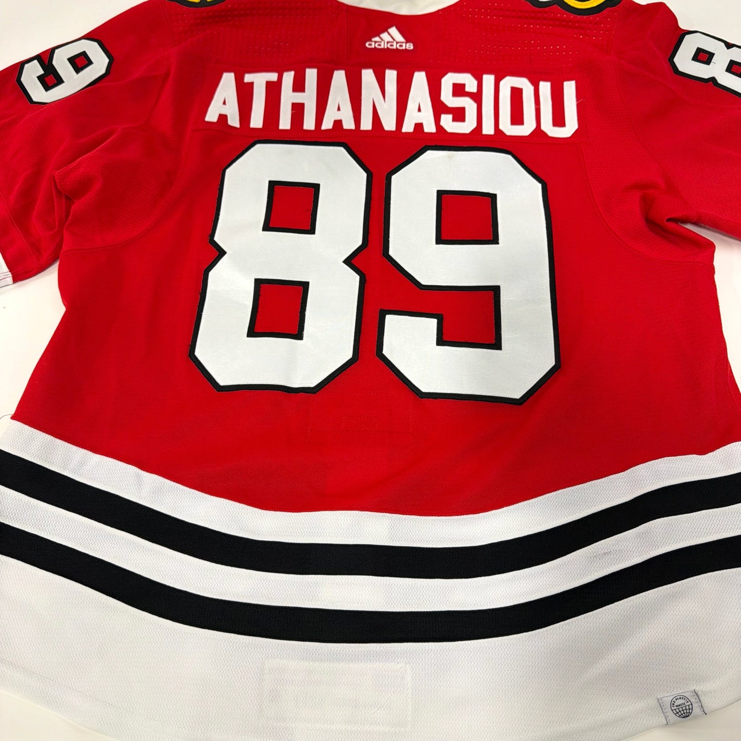 Andreas Athanasiou #89 Home Chicago Blackhawks Game Worn Jersey 2022-2023, Set 2 | Size 56 | 5211-25507