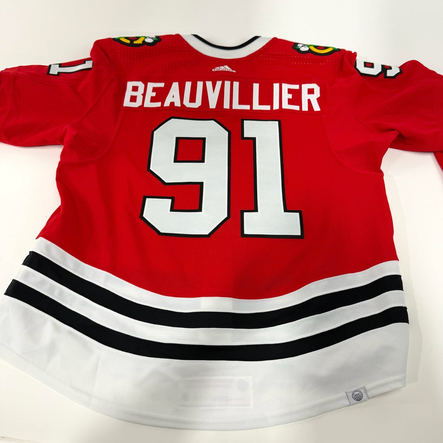 Anthony Beauvillier #91 Home Chicago Blackhawks Game Worn Jersey 2023-2024, Set 2 | Size 56 | 5935-25578