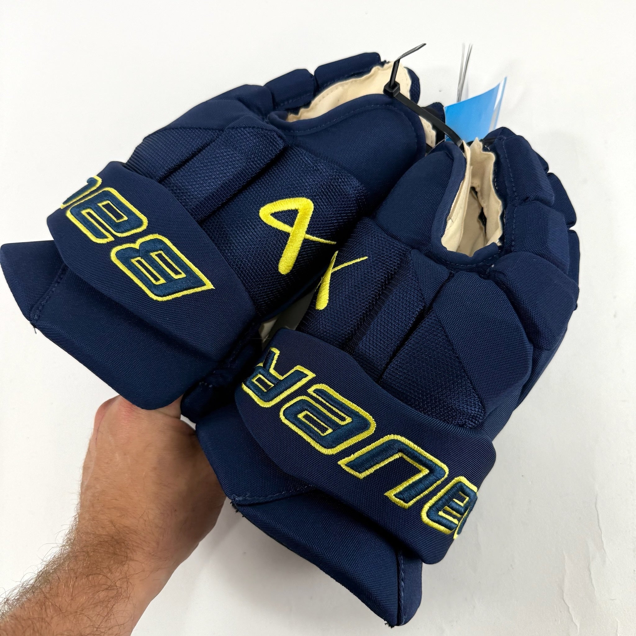 New Navy and Yellow Bauer Vapor Hyperlite Gloves | 14" | B589 - Top Flight Hockey