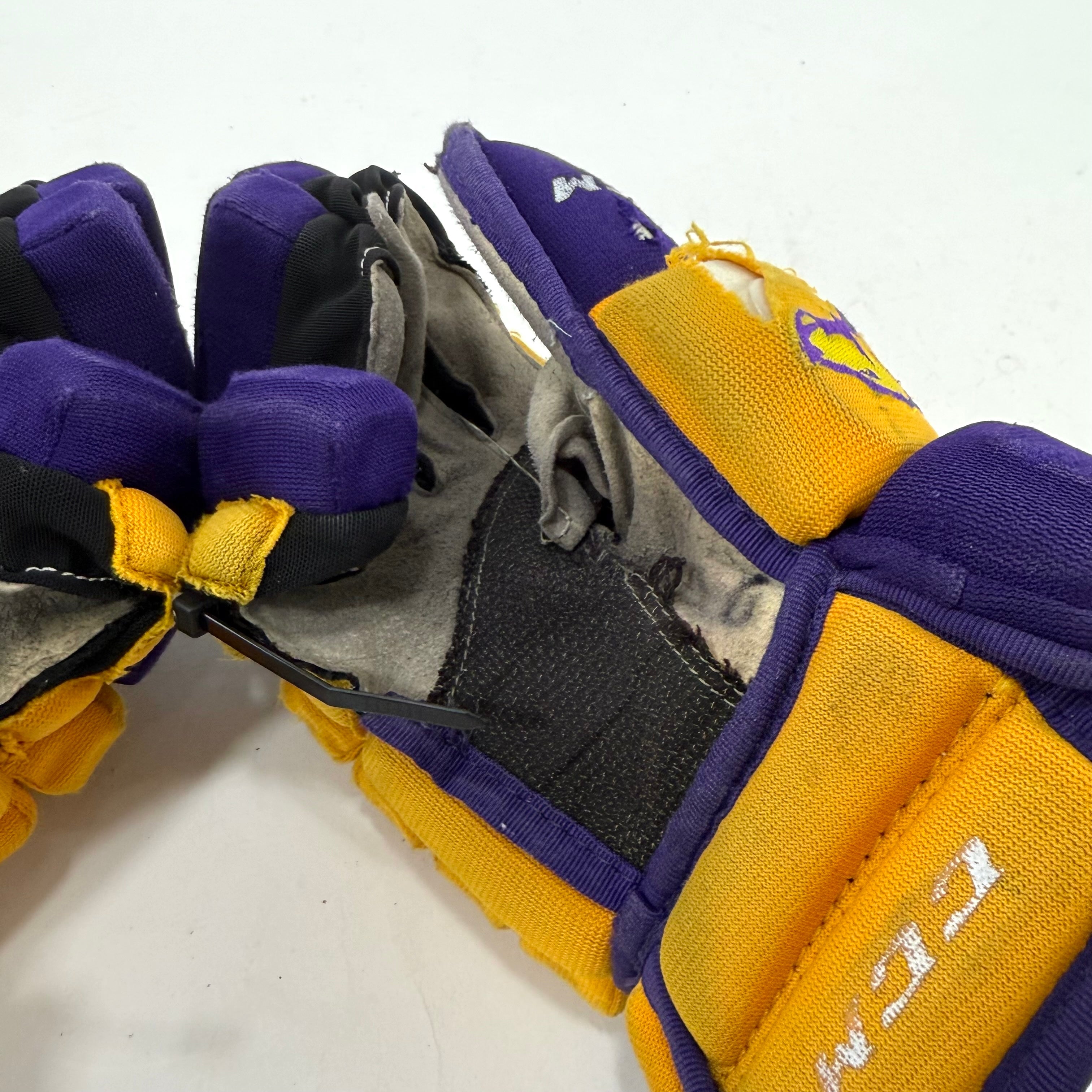 Used Yellow and Purple CCM 4 Roll Pro Gloves | 14" | E455 - Top Flight Hockey