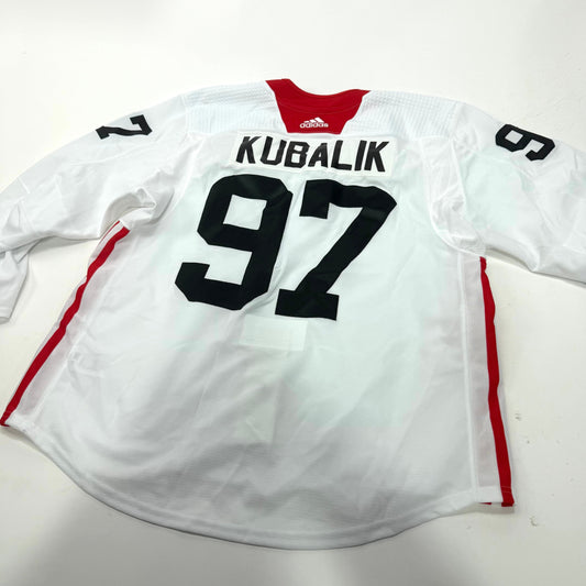 Used White Chicago Blackhawks Adidas MIC Practice Jersey | Size 56 | Kubalik #97 - Top Flight Hockey