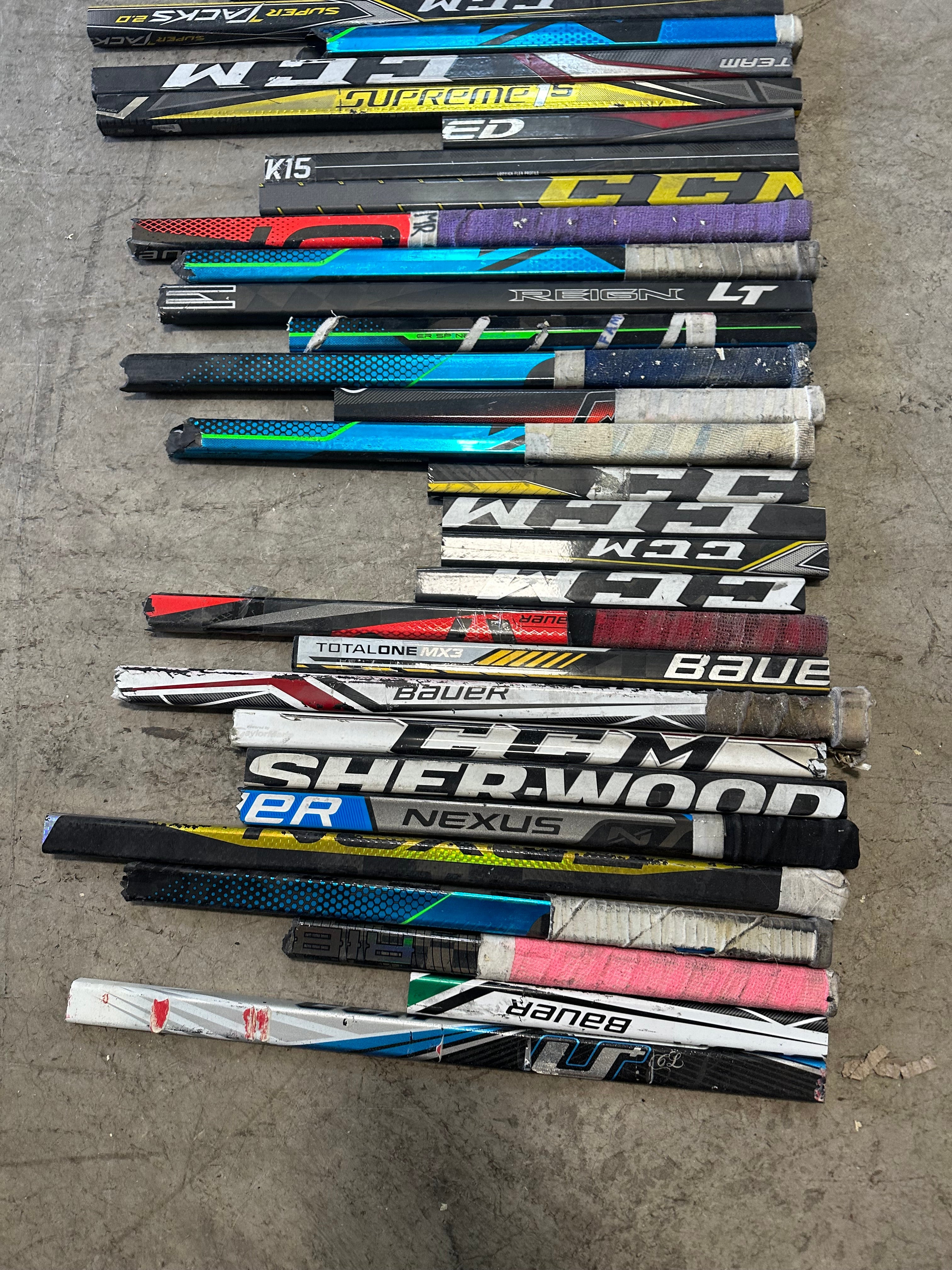 x50 - Large Lot of Broken Hockey Sticks for Projects - #C348