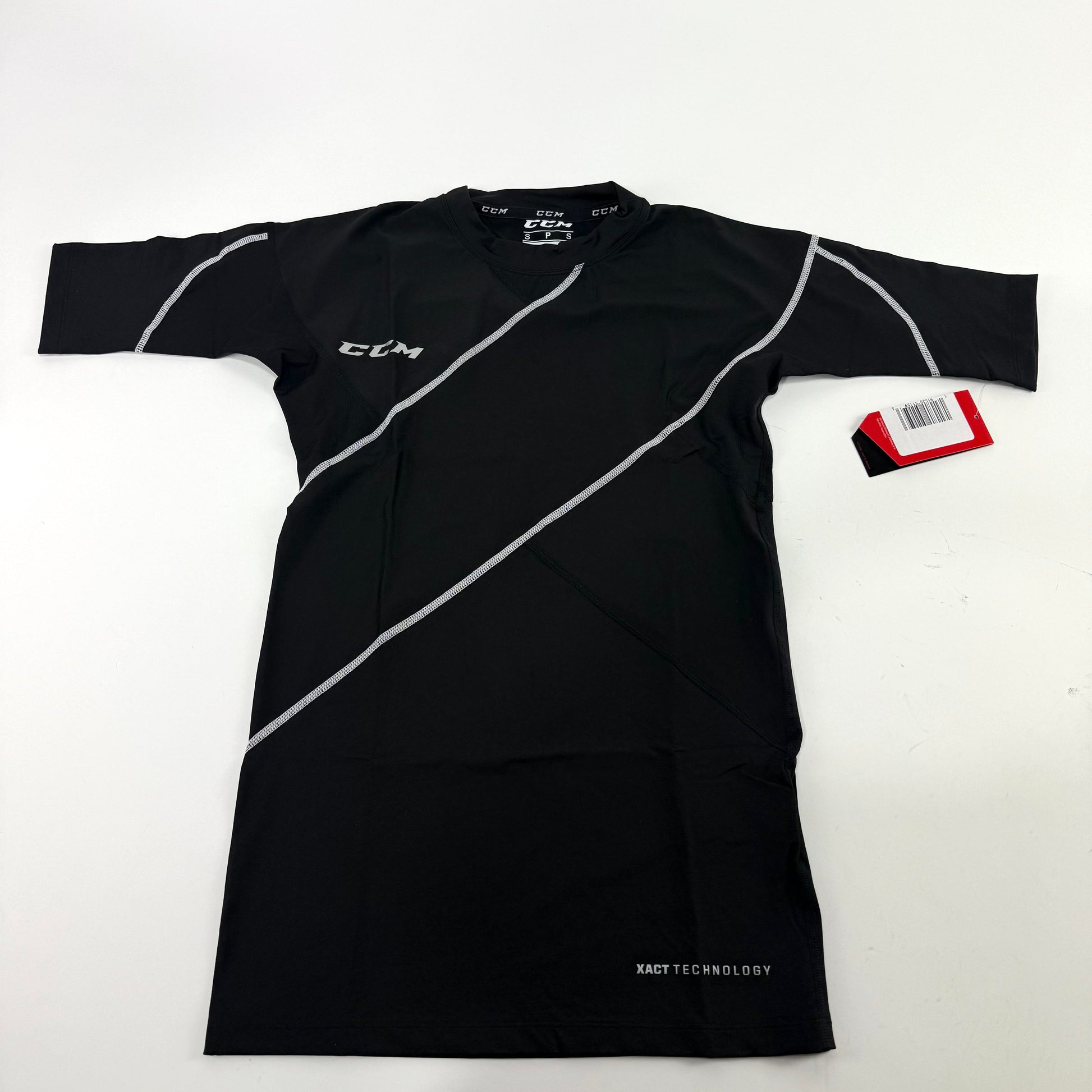 New Black CCM Mens Short Sleeve XAct Compression Top | Left Logo | Senior S - Top Flight Hockey