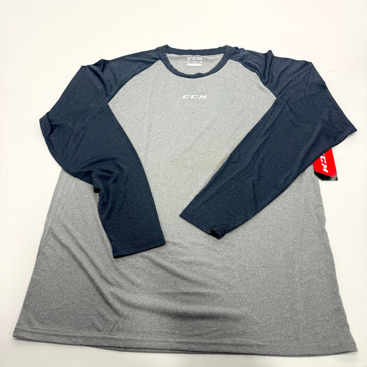 New CCM Mens Basecamp Two Tone Long Sleeve | Grey/Navy | Senior XXL | #191520510992 - Top Flight Hockey