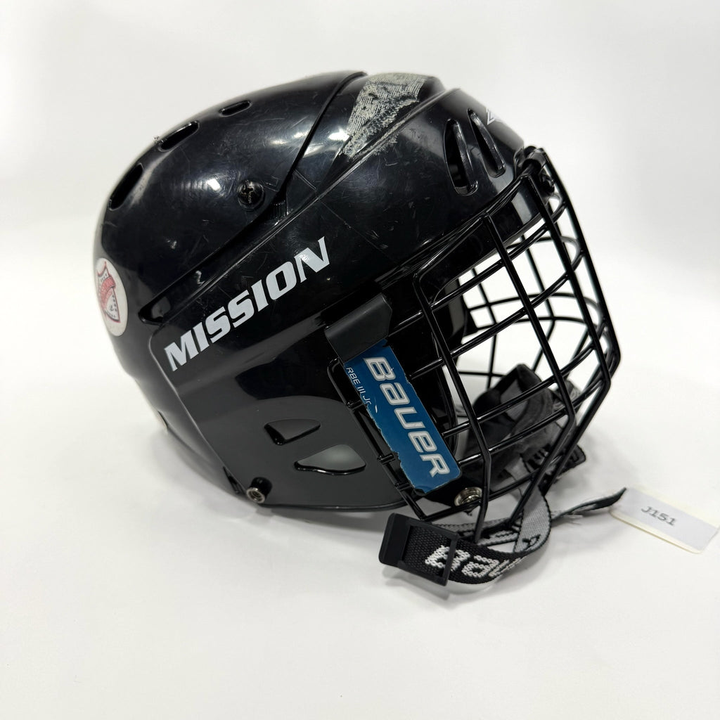 Used Black Mission M15 Helmet With Cage | Junior Small | J151 - Top Flight Hockey