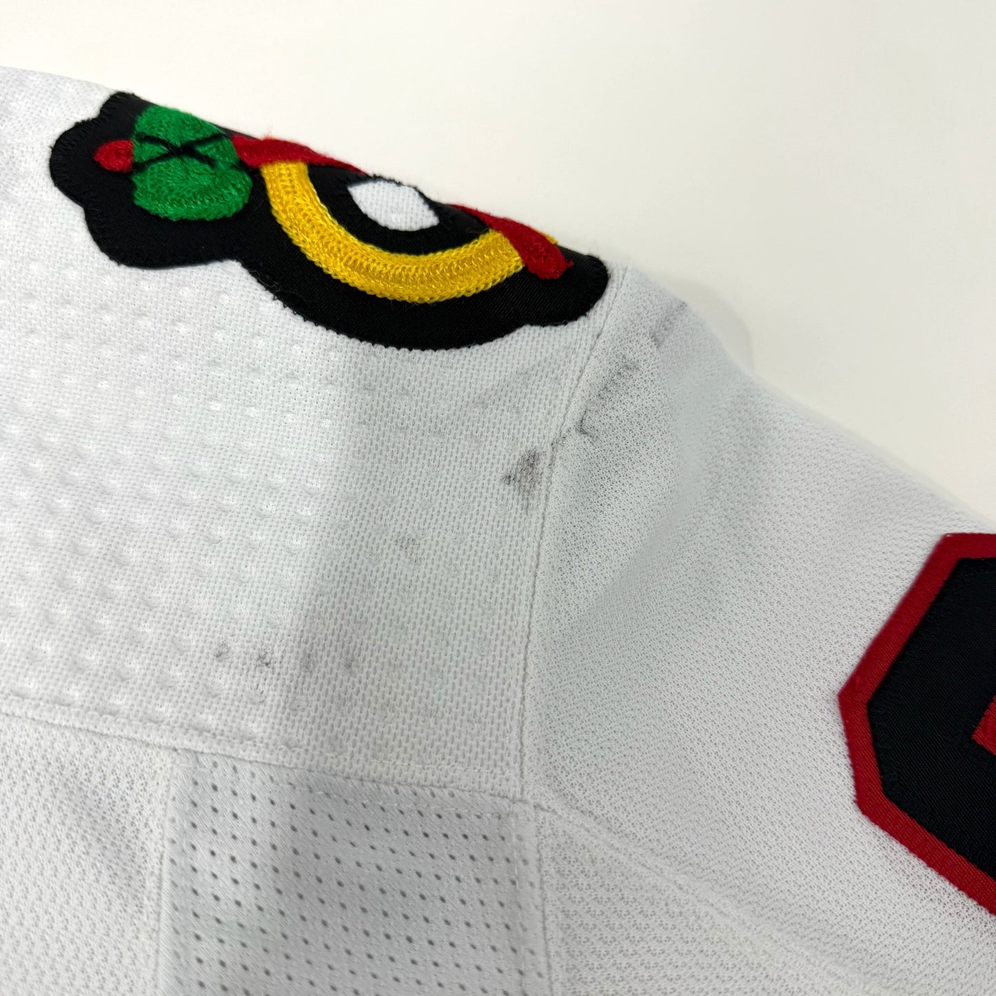 Caleb Jones #82 Away Chicago Blackhawks Game Worn Jersey 2022-2023, Set 1 | 895-25512